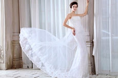 Special Strapless A-line Lace Wedding Dress 