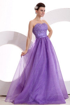 Terrific Full Length Lavender Organza Princess Quince Dress 