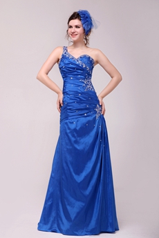 Marvelous One Shoulder A-line Royal Blue Mother Of The Bride Dress With Beads 