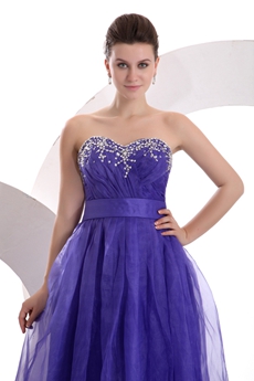 Exquisite A-line Full Length Royal Blue Organza Princess Quinceanera Dress 