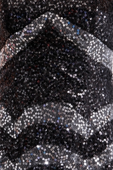 Generous Black & Silver Sequined Sparkled Pageant Dress 