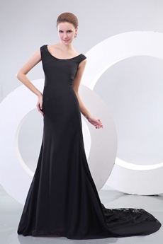 Scoop A-line Black Chiffon & Lace Mother Of The Bride Dress 
