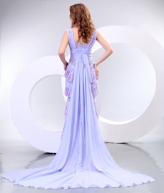 Inexpensive V-Neckline Lavender Prom Party Dress 