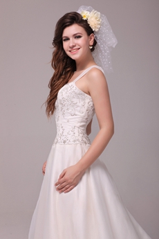 Flattering Straps A-line Embroidery Wedding Dress 