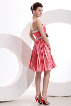 Chic Strapless Knee Length Watermelon Homecoming Dress 