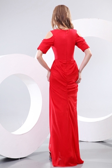 Fantastic V-Neckling Short Sleeves Red Cocktail Dress 