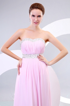 Dipped Neckline Column Pink Prom Dress 