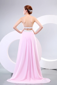 Dipped Neckline Column Pink Prom Dress 