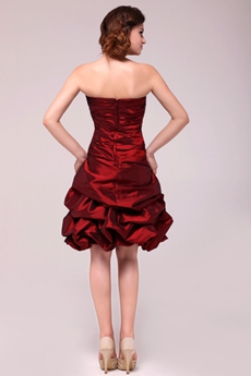 Modern Dipped Neckline Knee Length Burgundy Taffeta Sweet Sixteen Dress 