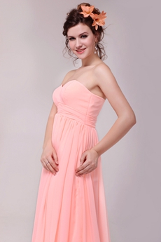 Cute Sweetheart Empire Chiffon Coral Plus Size Graduation Dress 