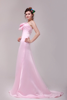Sweet A-line Full Length Pink Satin Formal Evening Dress 