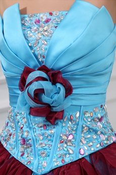 Fantatics Colorful Blue & Burgundy Sweet 15 Dress 