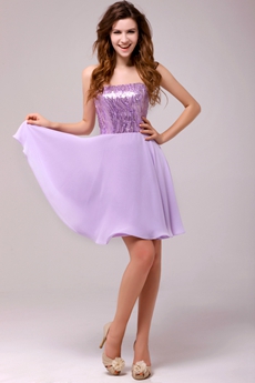 Lovely Short Length Lilac Sparkled Cocktail Dress 