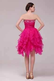 Fancy Short Puffy Fuchsia Sweet Sixteen Dress For Damas 