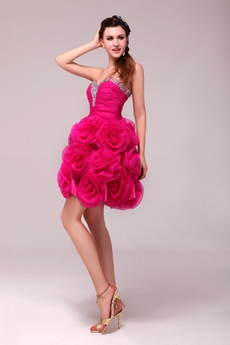 Lovely Sweetheart Ball Gown Fuchsia Organza Sweet Sixteen Dress 