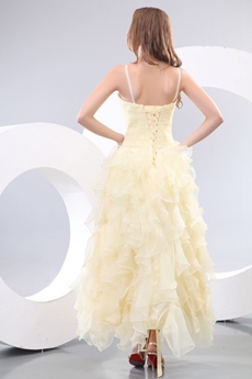 Exclusive Ankle Length Pale Yellow Sweet Sixteen Dress 