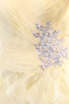 Exclusive Ankle Length Pale Yellow Sweet Sixteen Dress 