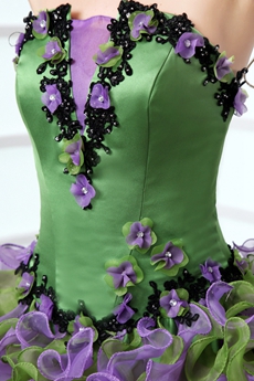 Perfect Strapless Ball Gown Colorful Green & Purple Quinceanera Dress