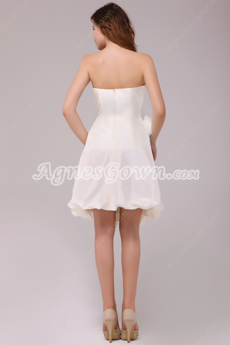 Chic Cream Knee Length Homecoming Dress With Handmade Flower