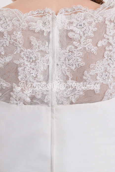 Half Sleeves A-line Chiffon & Lace Beach Wedding Gown