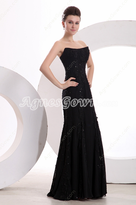 Special A-line Black Prom Dress With Lace & Beads 