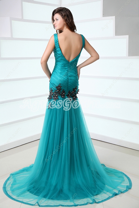 Charming V-Neckline Trumpet/Mermaid Teal Color Prom Dress 