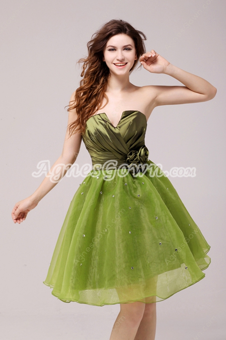 Inexpensive Cowl Knee Length Green Sweet Sixteen Dress
