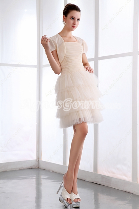 Classy Short Length Champagne Damas Dress With Jacket