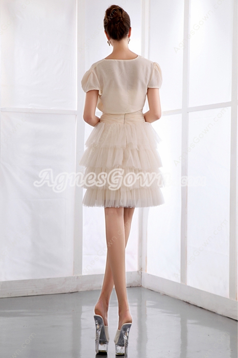 Classy Short Length Champagne Damas Dress With Jacket