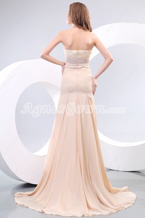 Gentle Sweetheart Sheath Full Length Champagne Prom Party Dress 