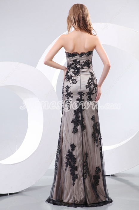 Charming Strapless Black Lace Mother Of The Bride Dress
