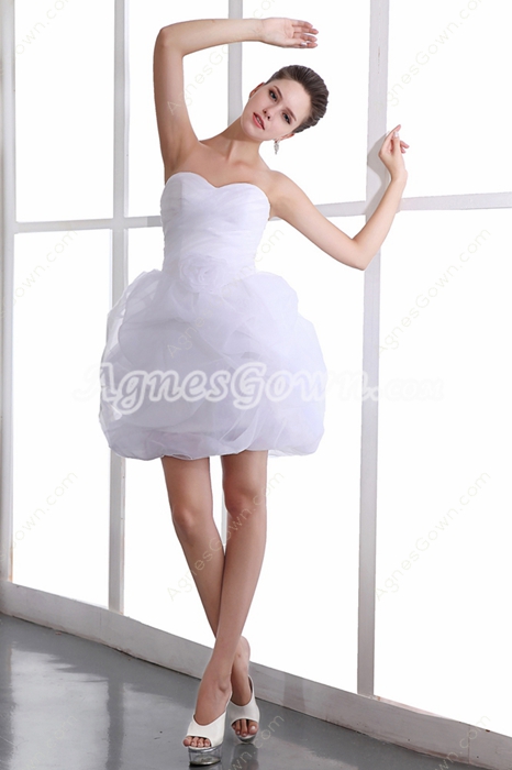 Sassy Sweetheart Puffy White Organza Damas Dress 