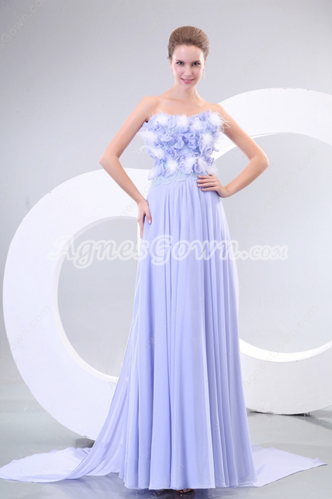 Charming A-line Lavender Pageant Prom Dress With Feather 