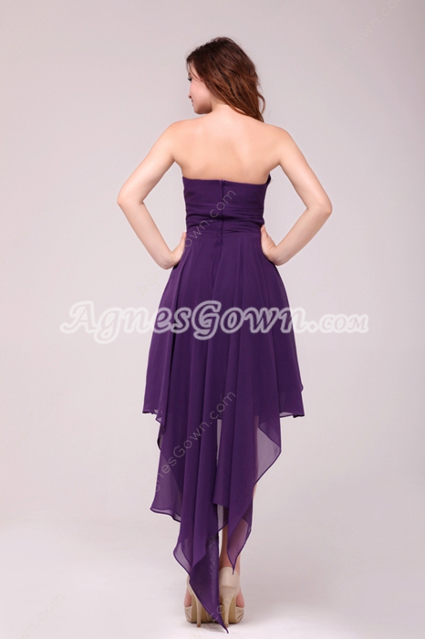 Charming Sweetheart High Low Purple Homecoming Dress