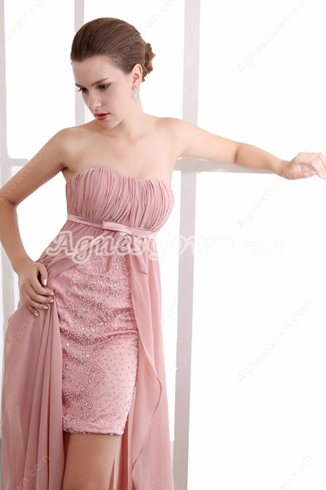 Delicate Chiffon Dusty Rose High Low Junior Prom Dress 