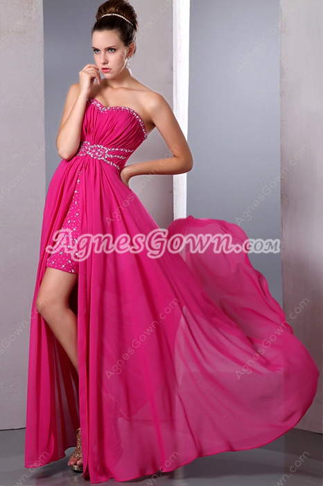 Pretty Sweetheart High Low Fuchsia Prom Dress