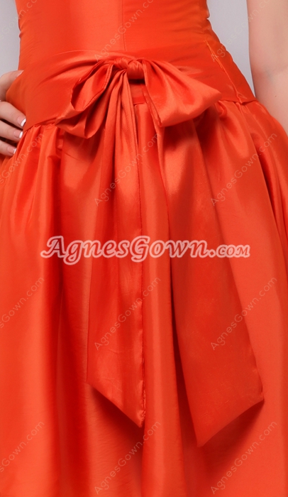 Modern Short Length Orange Satin Junior Bridesmaid Dress 