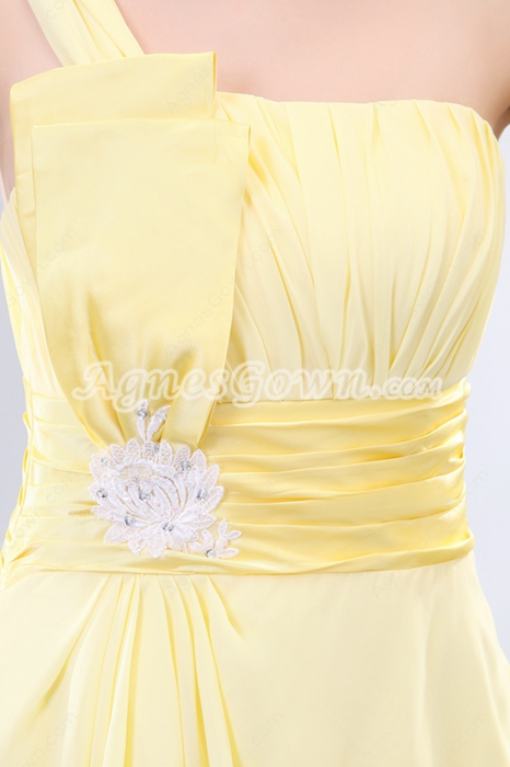 Marvelous Single Straps Yellow Homecoming Dress 