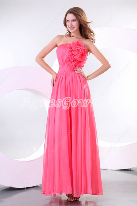 Sassy Ankle Length Fuchsia Prom dress With Floral 