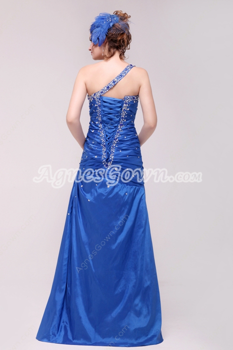 Marvelous One Shoulder A-line Royal Blue Mother Of The Bride Dress With Beads 