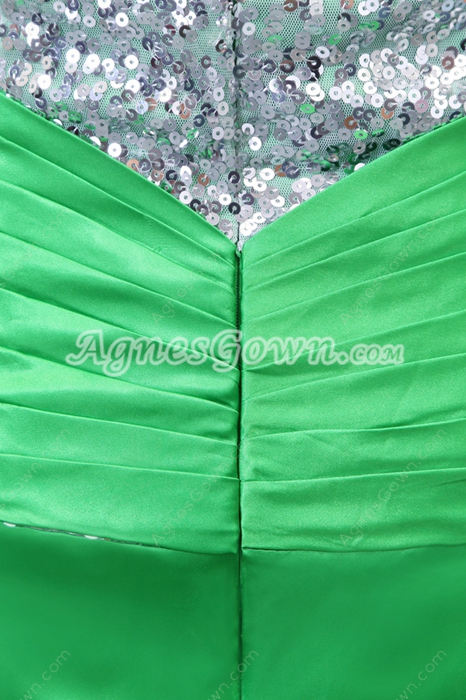 Amazing Junior Green Prom Dress With Silver Sequins 