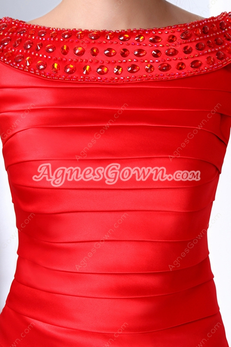 A-line Mini Length Red Bandage Dress 