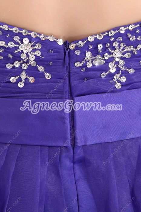 Exquisite A-line Full Length Royal Blue Organza Princess Quinceanera Dress 