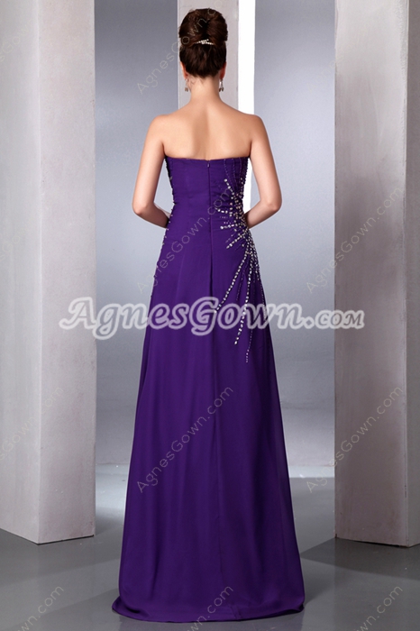 Luxury Sweetheart A-line Purple Sparkled Prom Dress Front Slit 