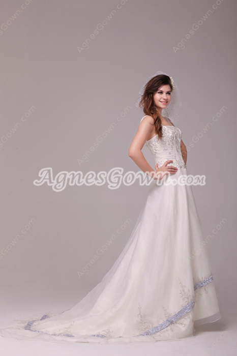 Flattering Straps A-line Embroidery Wedding Dress 