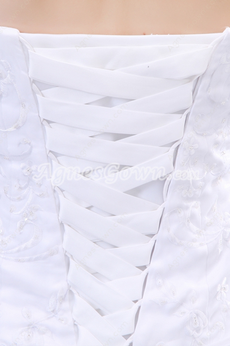Beautiful A-line Organza Embroidery Wedding Dress Dropped Waist 