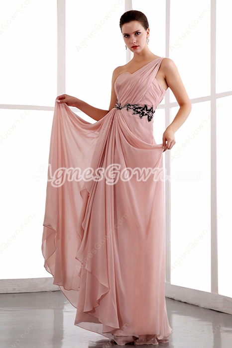 Lovely One Straps Ankle Length Dusty Rose Prom Dress 