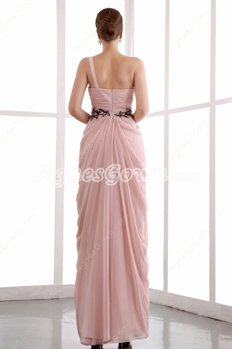 Lovely One Straps Ankle Length Dusty Rose Prom Dress 