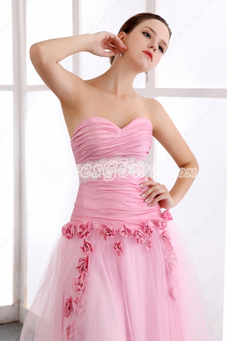 Sweetheart Puffy Floor Length Pink Princess Quinceanera Dress 