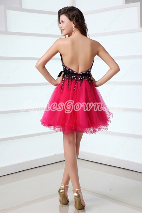 Sassy Sweetheart Black & Hot Pink Damas Dress With Rhinestones 